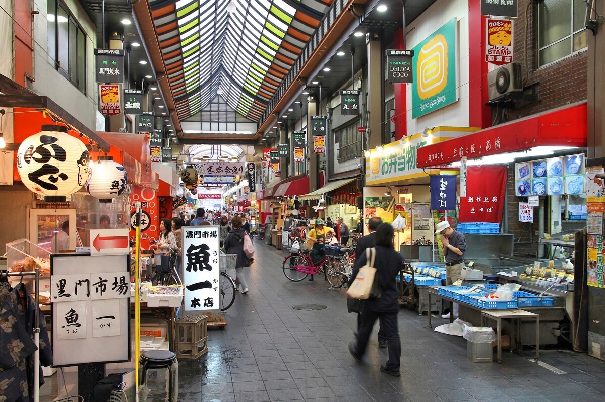 Kuromon Market - Gambar Foto Tempat Wisata Terkenal di Osaka Jepang